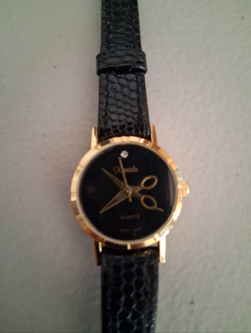 Vintage Xanadu Gold-tone and Black Scissors Motif Watch